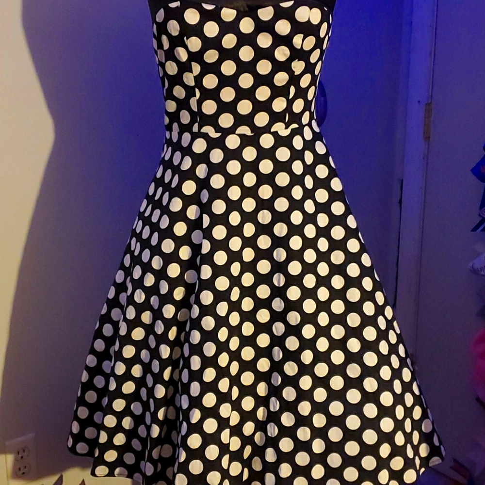 50s Halter top swing dress, sweetheart neckline